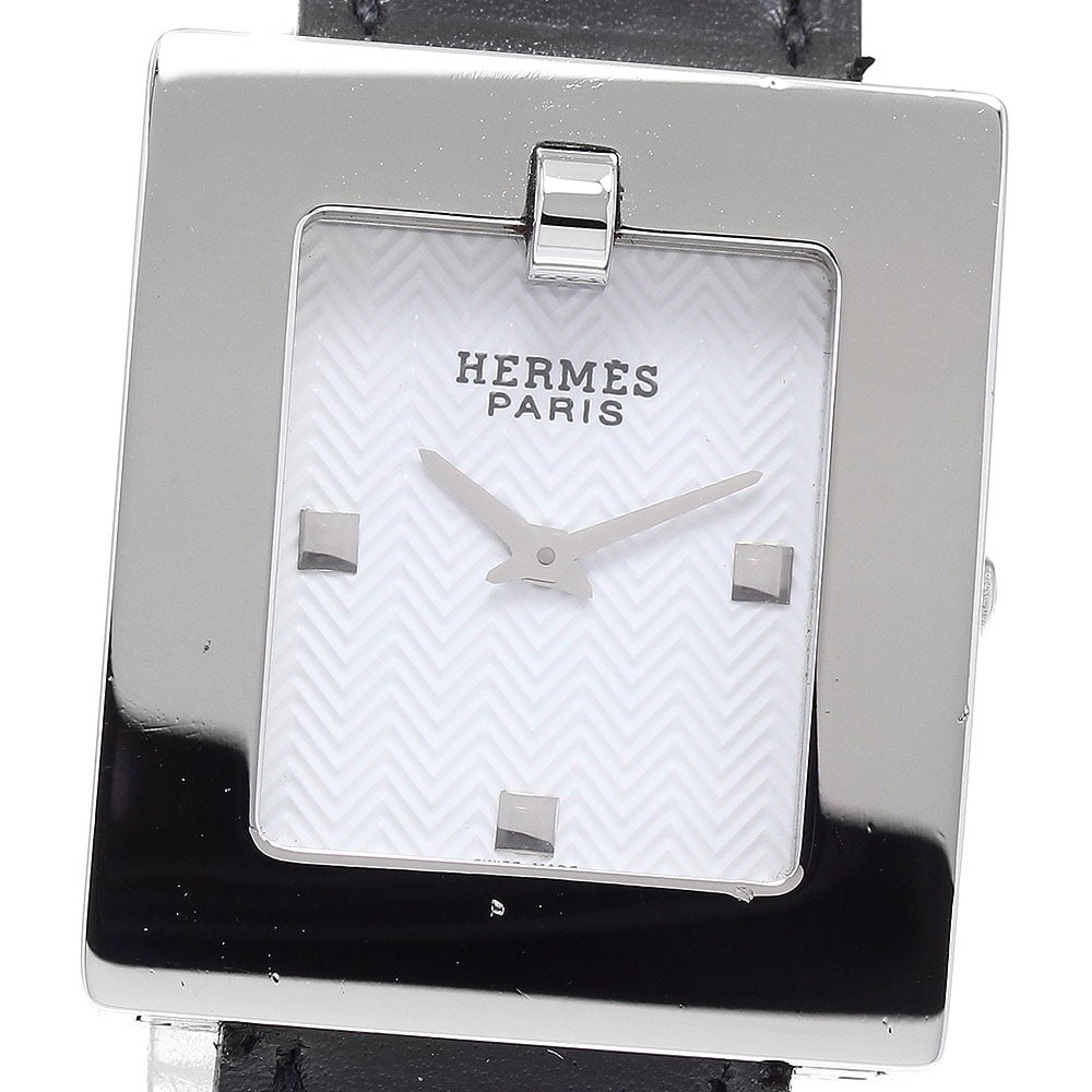 Hermes Band Watch Quartz White Dial Leather Strap: Hermes Band Watch Quartz White Dial Leather Strap This Hermes BE1.210 women's wristwatch features a stainless steel case paired with a white dial and a leather bracelet. Powered by a quartz movement, 