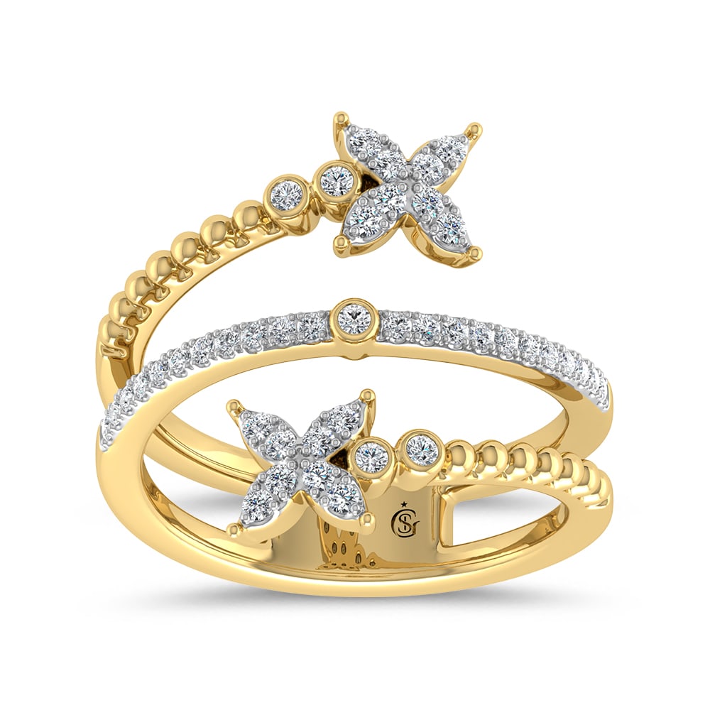 14K Yellow Gold Diamond 1/4 Ct.Tw Bypass Ring