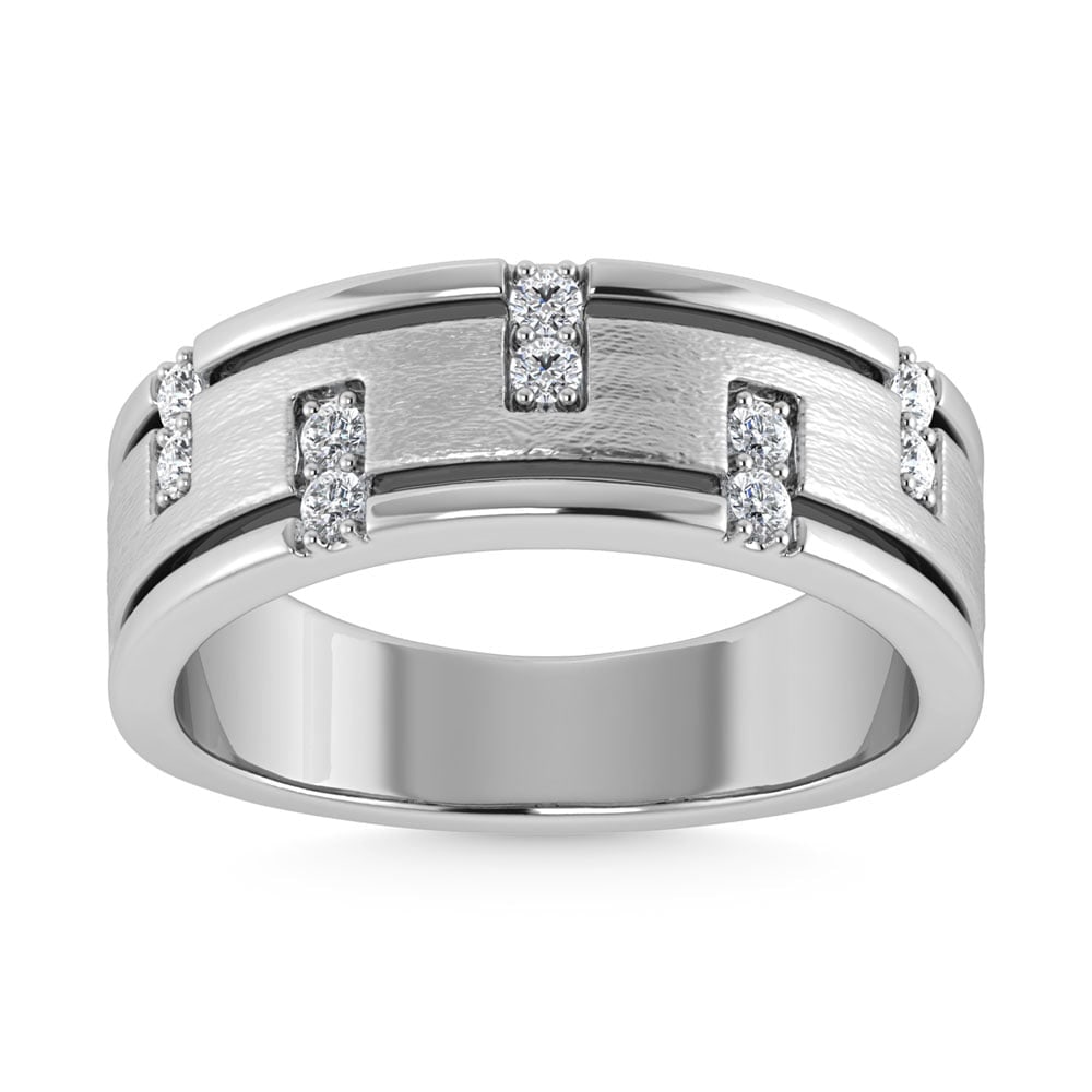 14K White Gold 1/3 Ct.Tw. Diamond Mens Band: 14K White Gold 1/3 Ct.Tw. Diamond Mens Band 14k White Gold Stone Color: G-h Stone Clarity: I1-i2 Each ring is presented in standard size 6.5. Complimentary resizing is available between sizes 510 (in 