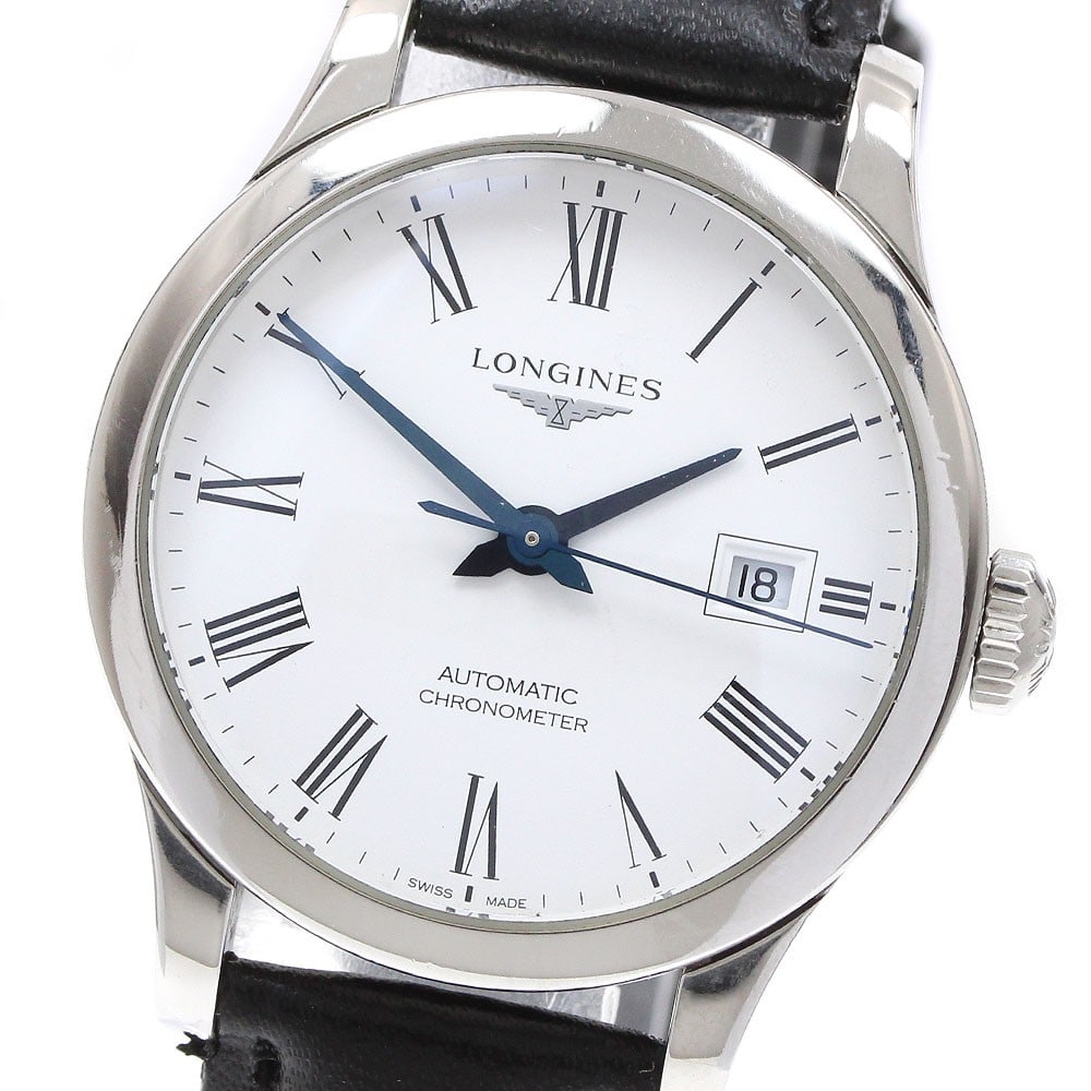 Longines Record Ladies Automatic Date Watch 30mm Leather Strap (1 of 6)