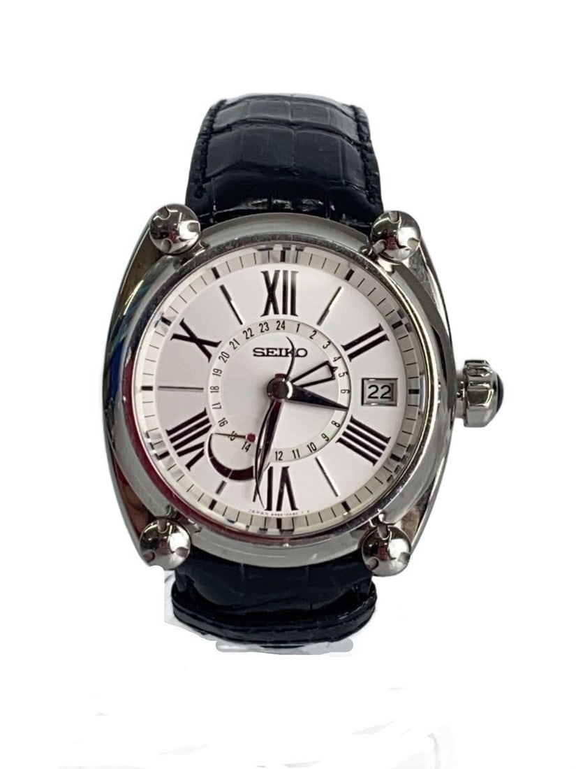 SEIKO Galante men's leather wristwatch 5R66-0AC1 (1 of 6)