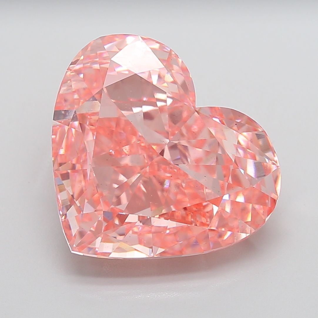 Loose Diamond - HEART 17.33ct Fancy Vivid Pink VS2: Loose Diamond - HEART 17.33ct Fancy Vivid Pink VS2 Source: This is a real non-mined Diamond that has been grown in a lab Shape: HEART Carats: 17.33 Color: Fancy Vivid Pink Certification: IGI Video:
