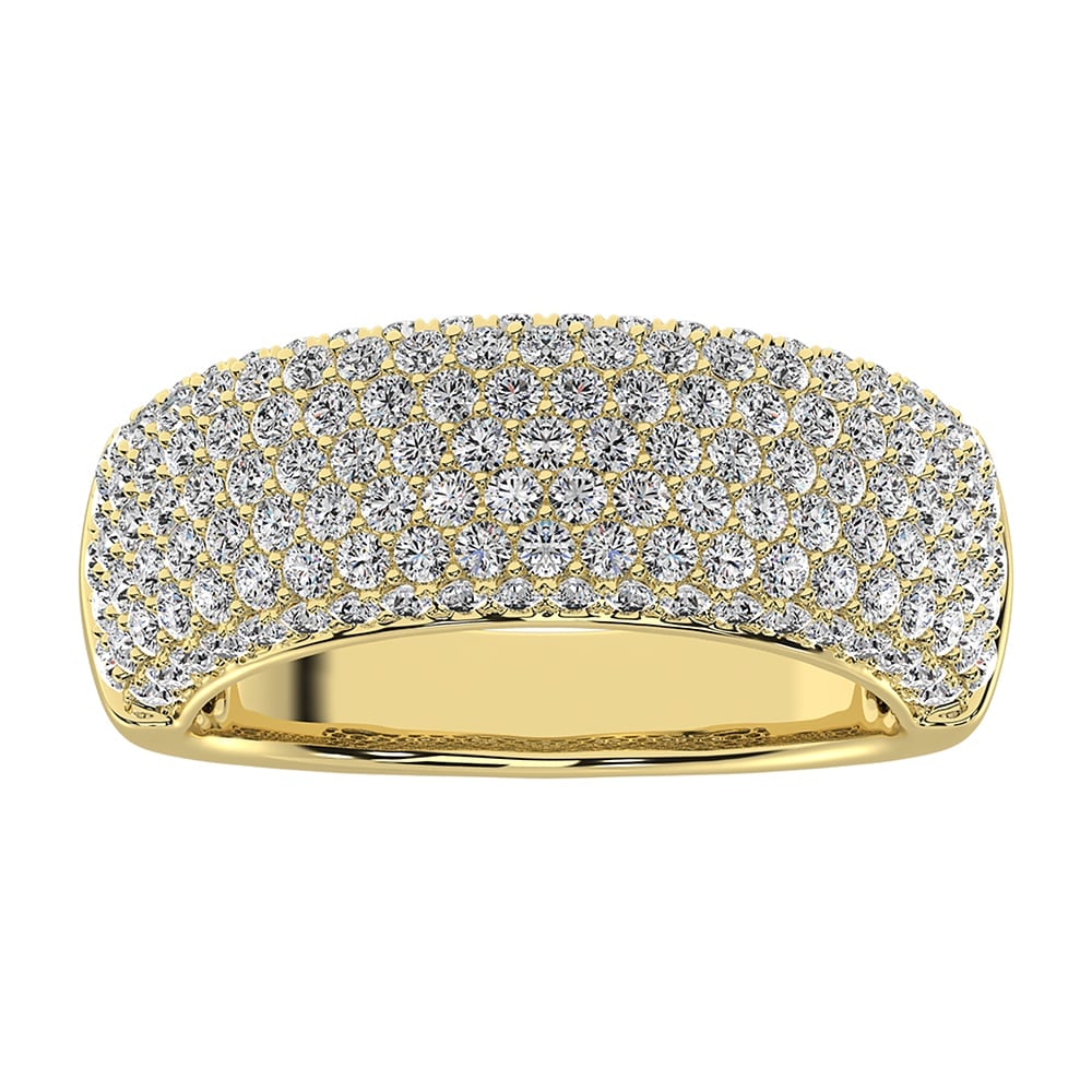 14K Yellow Gold 1 5/8 Ct.Tw. Diamond Pave Set Fashion Band: 14K Yellow Gold 1 5/8 Ct.Tw. Diamond Pave Set Fashion Band 14k Yellow Gold Stone Color: G-h Stone Clarity: I1 Each ring is presented in standard size 6.5. Complimentary resizing is available between s