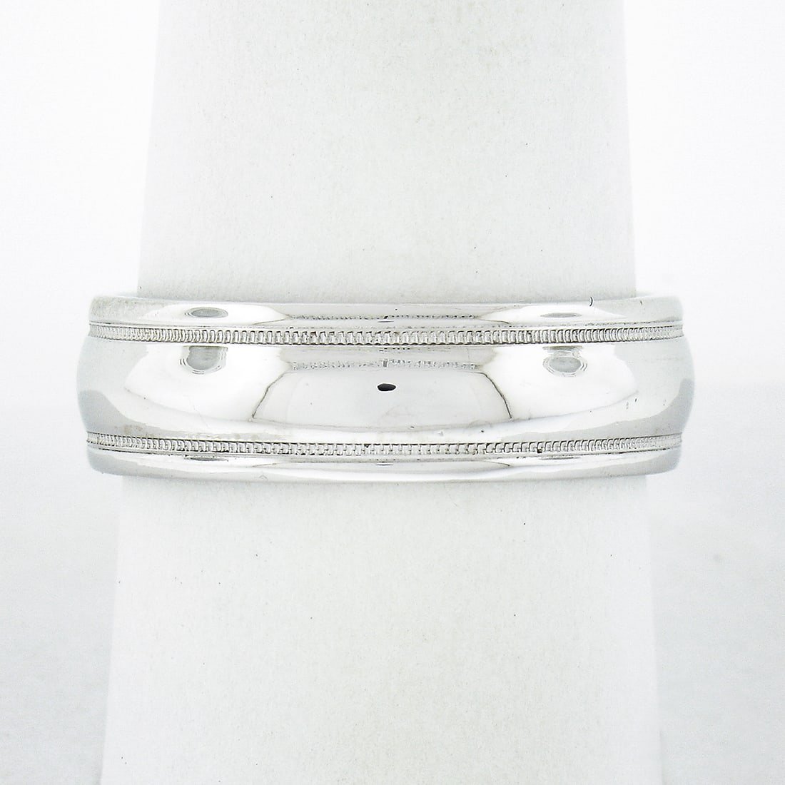 Artcarved Men's 14k White Gold Milgrain Wedding Band Ring 6.5mm