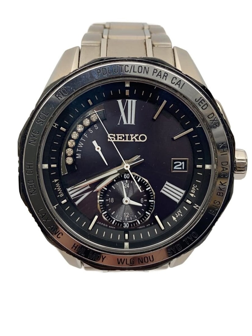 Seiko Brightz 8B54-0BG0 Black Stainless Steel Men's Wristwatch