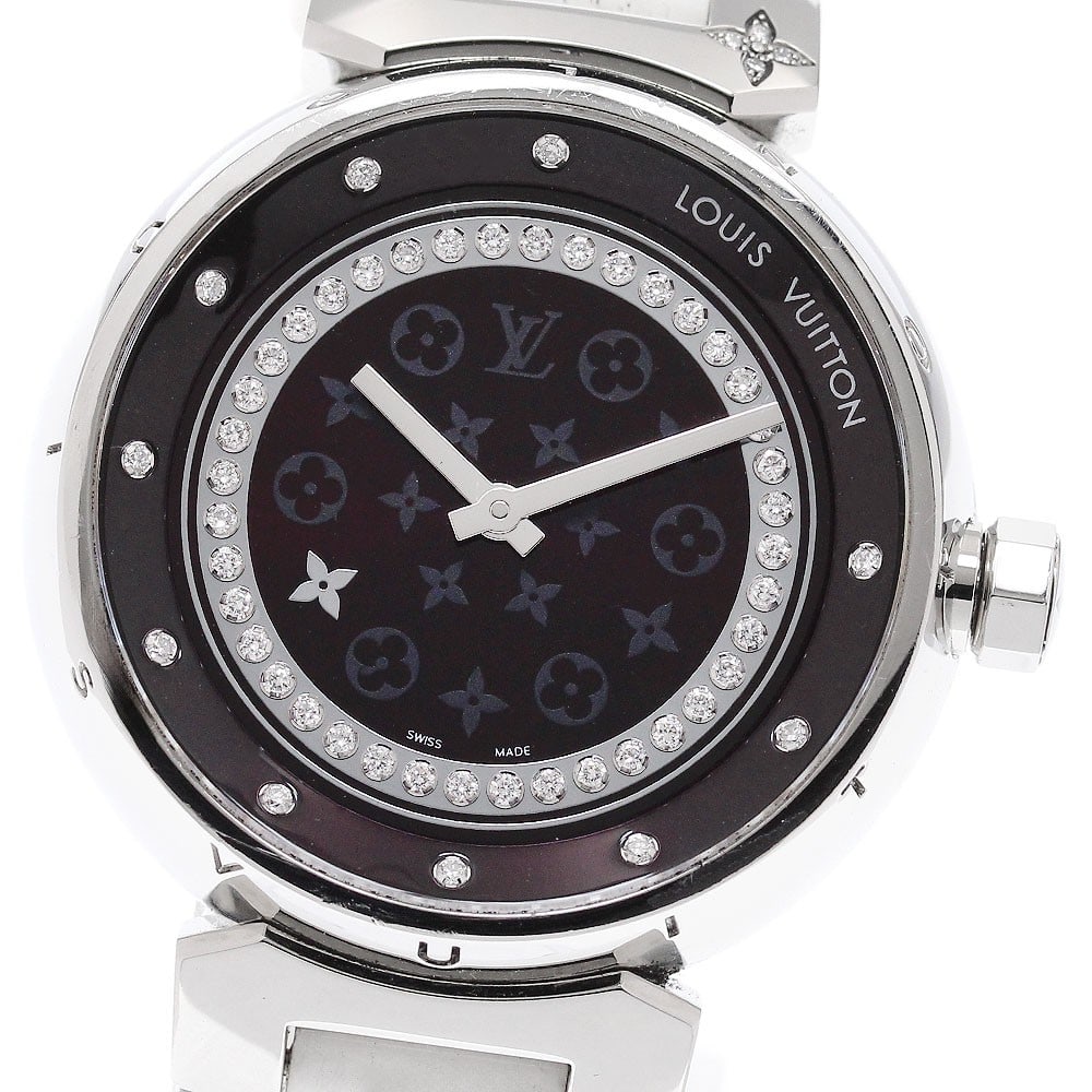 Louis Vuitton Tambour Disc Amarante Diamant MM Women's Wristwatch Q1319 (1 of 7)
