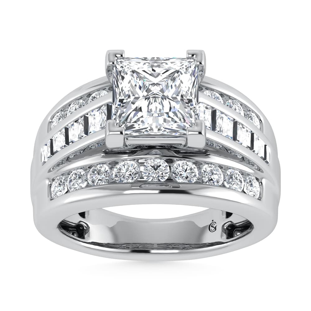 14K White Gold Lab Grown Diamond 5 ct.Tw. Princess Shape Engagement Ring (IGI Certified 4ct) (1 of 4)