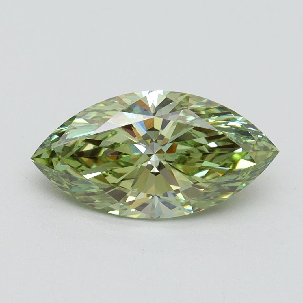 Loose Diamond - MARQUISE 1.53ct Fancy Vivid Green VS1: Loose Diamond - MARQUISE 1.53ct Fancy Vivid Green VS1 Source: This is a real non-mined Diamond that has been grown in a lab Shape: MARQUISE Carats: 1.53 Color: Fancy Vivid Green Certification: IGI Vid