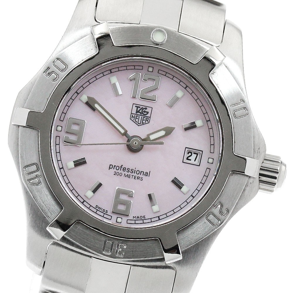 TAG Heuer Exclusive Pink Shell Quartz Date Womens Wristwatch WN1319