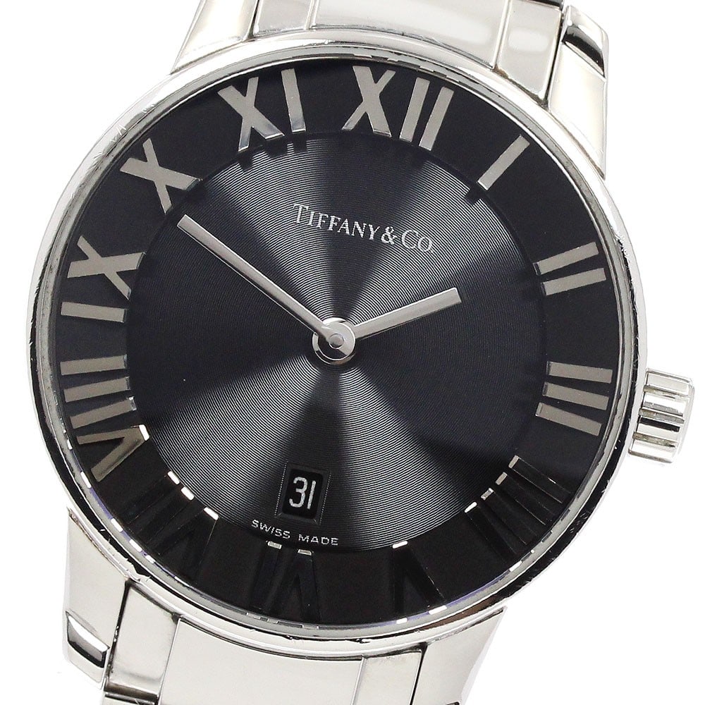 Tiffany Atlas Dome quartz date ladies stainless steel watch