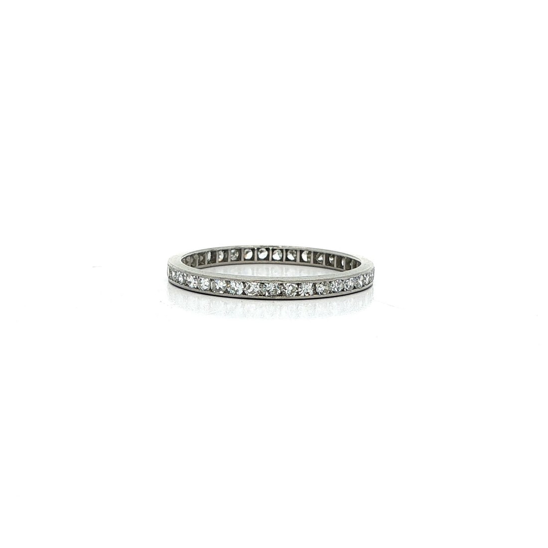 Antique Art Deco Platinum Diamond Stackable Wedding Band Ring 5.5
