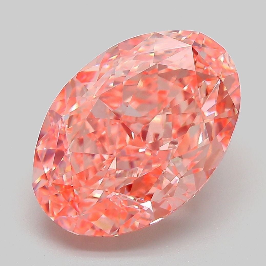 Loose Diamond - OVAL 6.15ct Fancy Vivid Orangey Pink VVS2