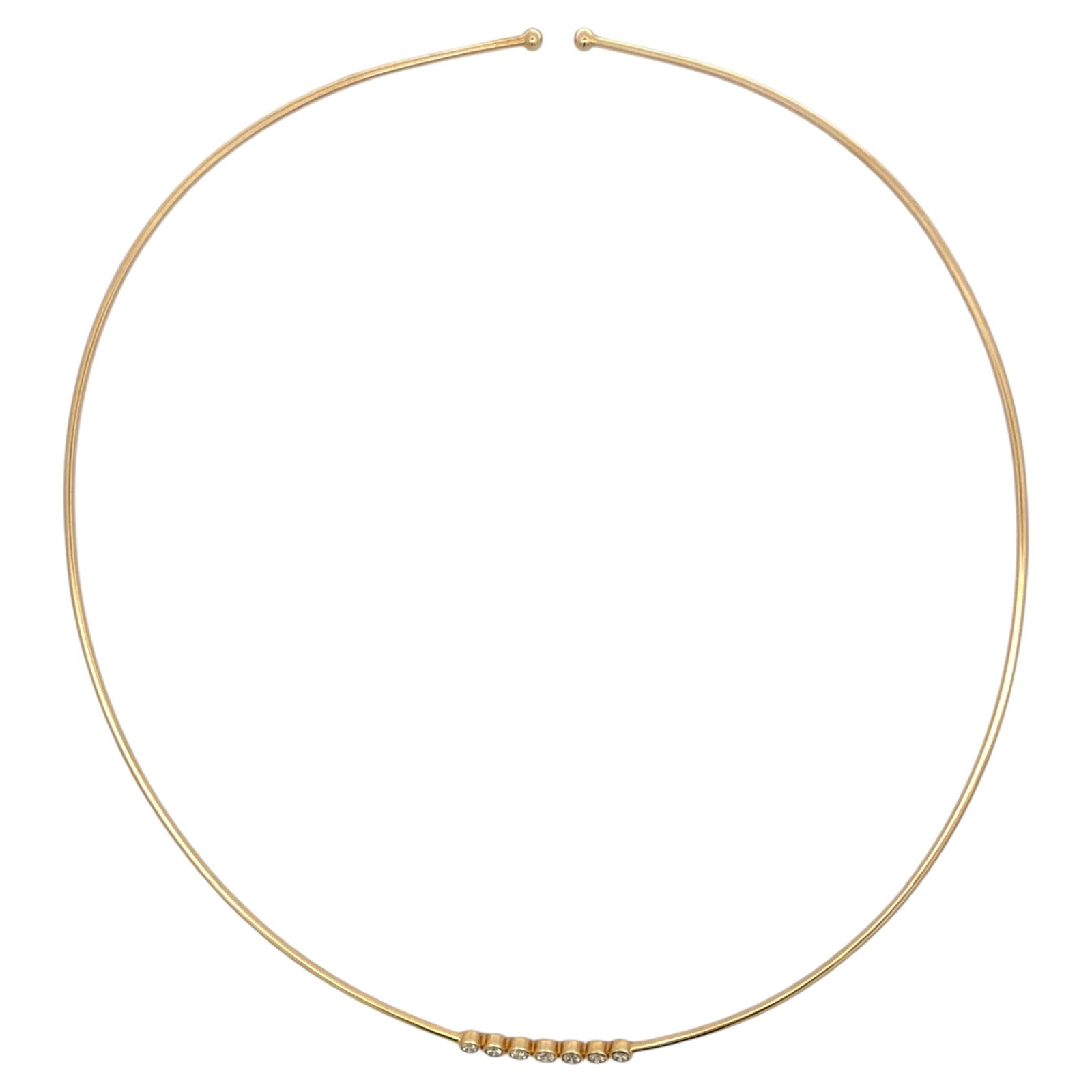 14K Yellow Gold Diamond Center Station Wire Choker Necklace