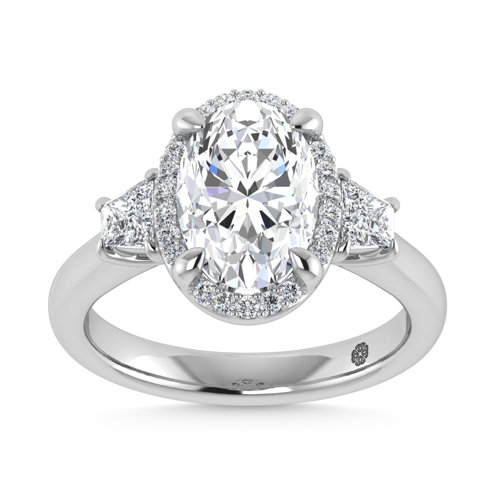 14K White Gold Lab Grown Diamond 3 1/2 Ct.Tw. Engagement Ring (IGI Certified Center 3ct)