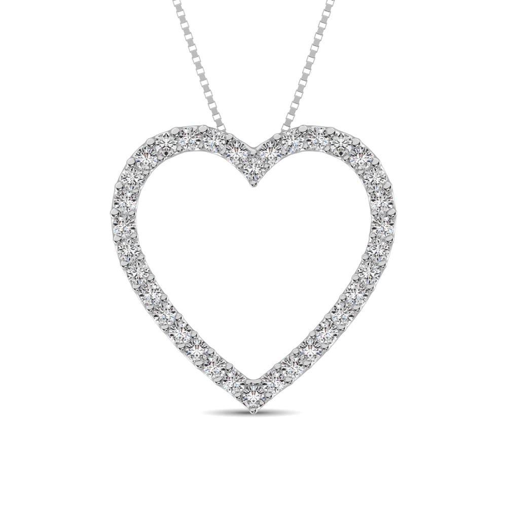 10K White Gold Diamond 1/2 Ct.Tw. Heart Pendant