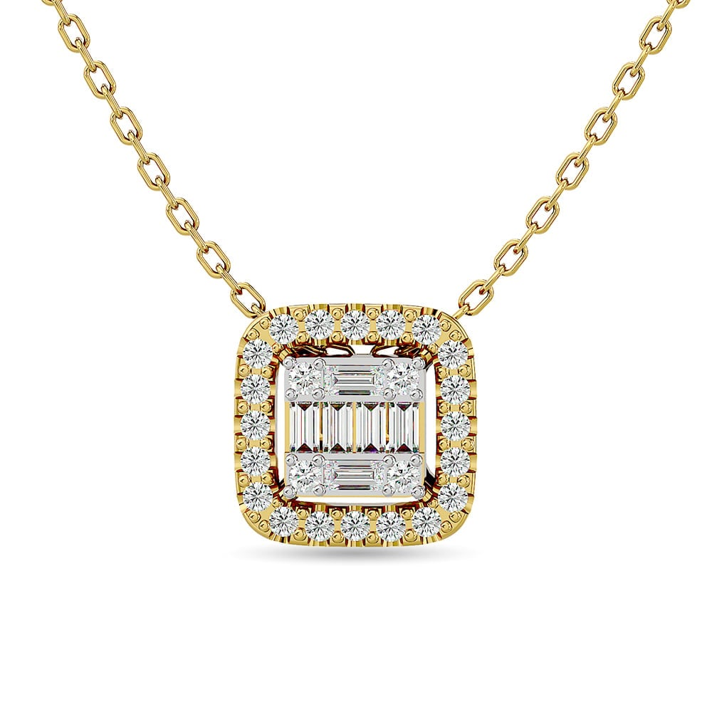 Diamond 1/4 Ct.Tw. Round and Baguette Fashion Pendant in 14K Yellow Gold