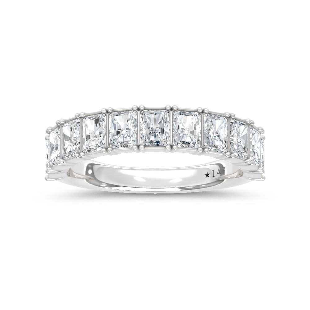14K White Gold Lab Grown Diamond Radiant Cut Shape 1 3/4 Ct.Tw. Half Way Band