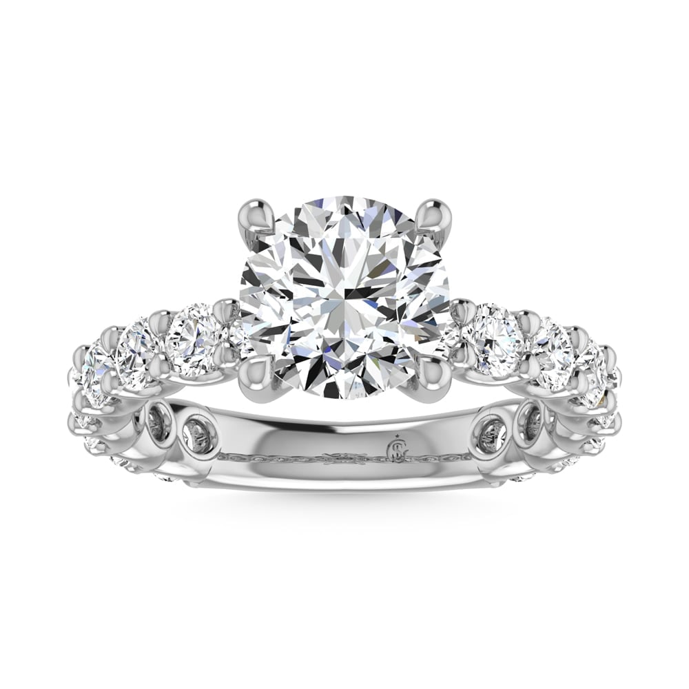 14K White Gold Lab Grown Diamond 2 1/3 Ct.Tw. Round Shape Three Forth Engagement Ring ( IGI