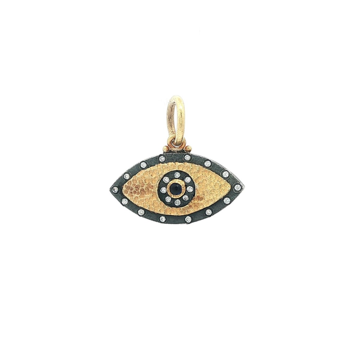 Lika Behar Sterling Silver Yellow Gold Sapphire Diamond Evil Eye Pendant