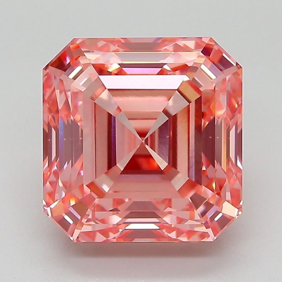 Loose Diamond - SQUARE EMERALD 5.11ct Fancy Vivid Pink VS1