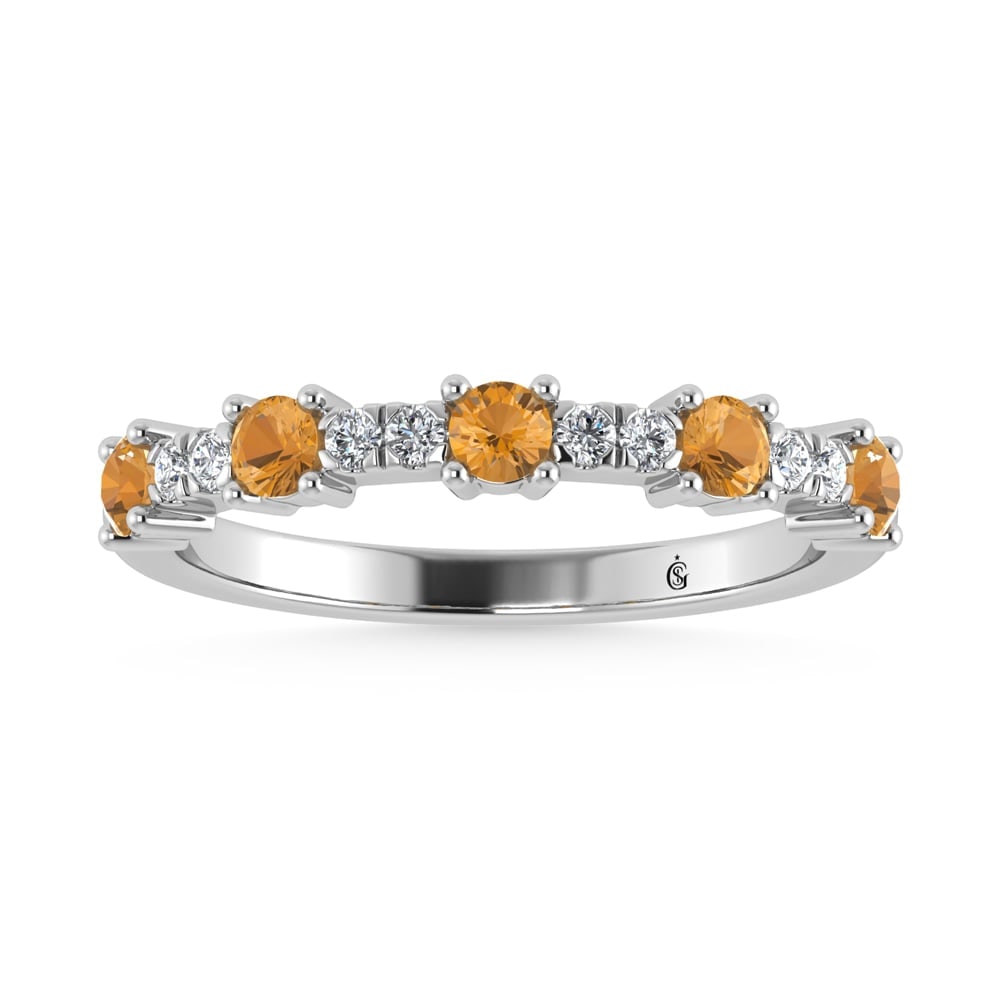 14K White Gold Diamond 1/2 Ct. Tw. Alternate Diamond and Citrine Stackable Band (1 of 4)