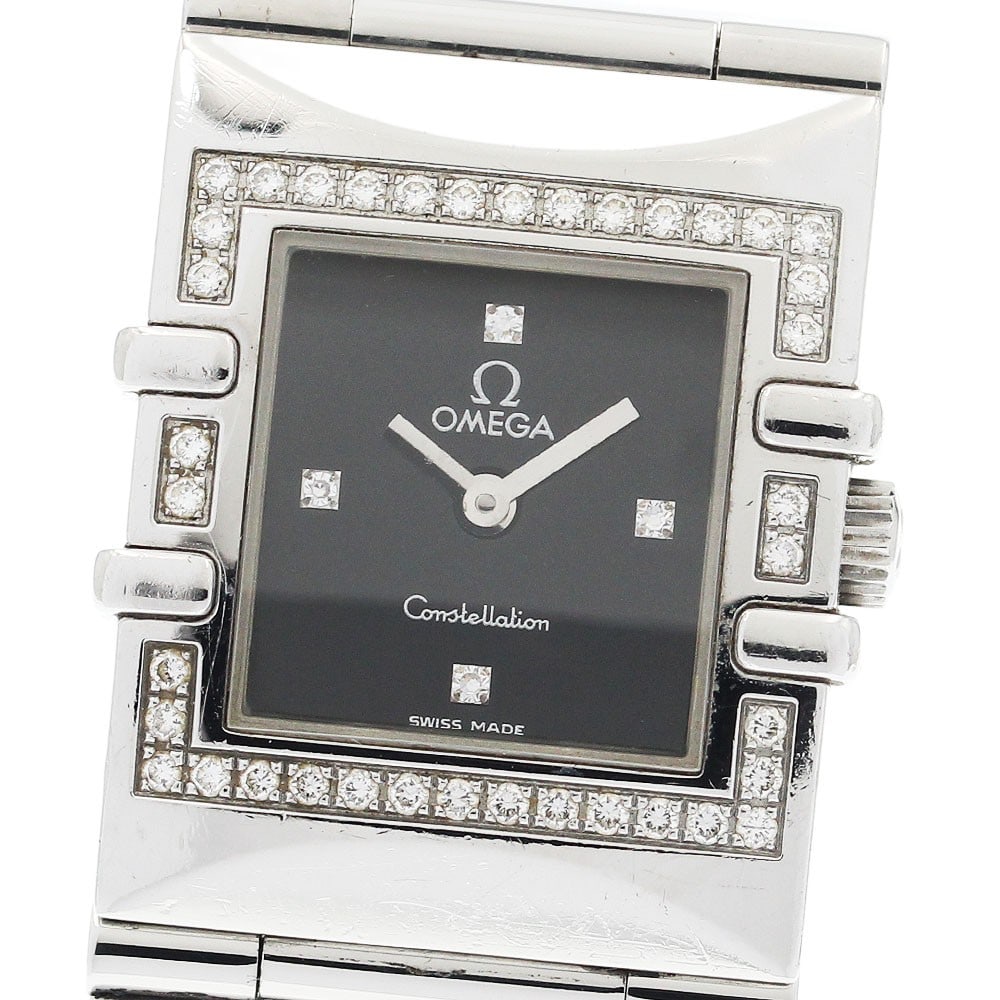 Omega Constellation Quartz Black Dial Stainless Steel Ladies Watch