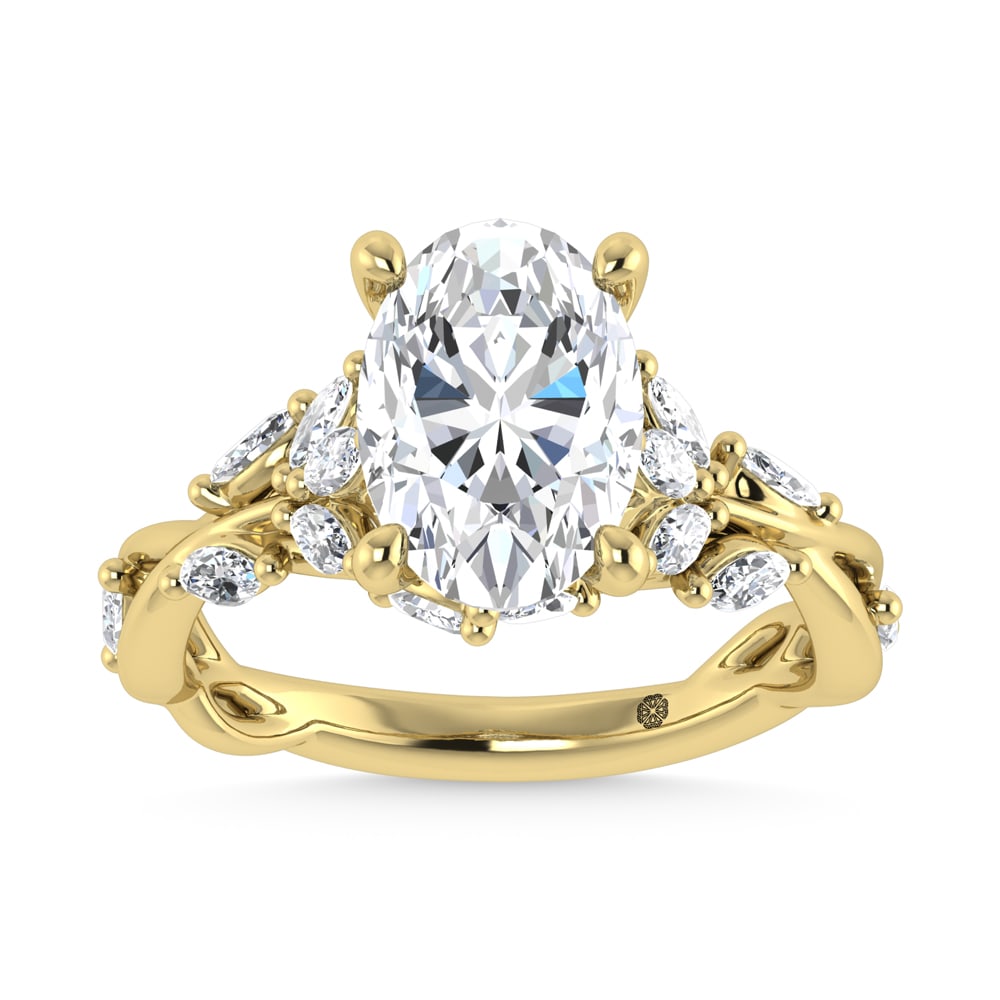14K Yellow Gold Lab Grown Diamond 3 1/2 Ct.Tw. Marquise and Oval Engagement Ring (IGI Certified