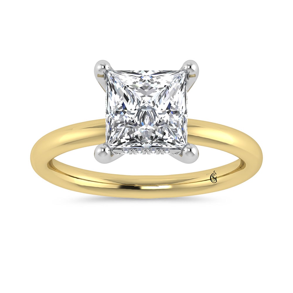 14K Yellow Gold Lab Grown Princess Shape Lab Grown Diamond 2 1/20 ct.tw. IGI Certified Solitaire: 14K Yellow Gold Lab Grown Princess Shape Lab Grown Diamond 2 1/20 ct.tw. IGI Certified Solitaire Engagement Ring (Center 2 ct) Discover subtle brilliance and modern elegance with our Hidden Halo Diamo