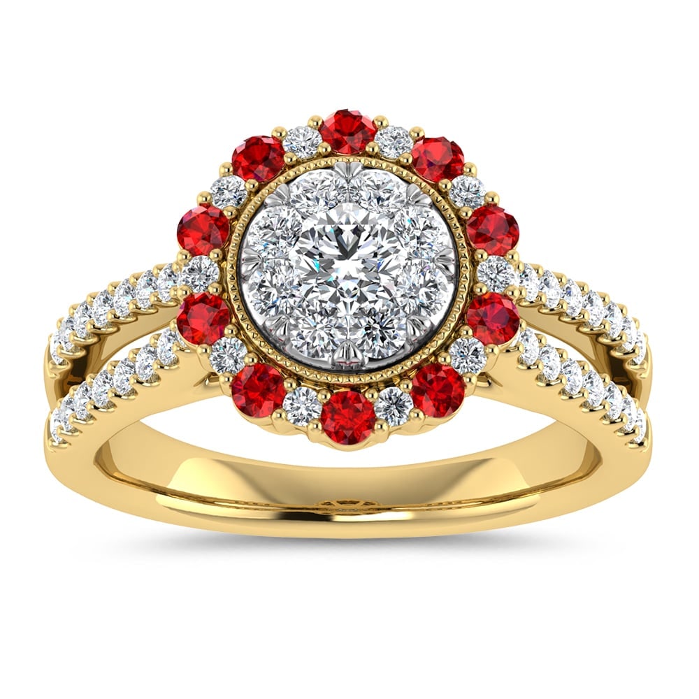 Diamond 1 Ct.Tw. And Ruby Ring in 14K Yellow Gold