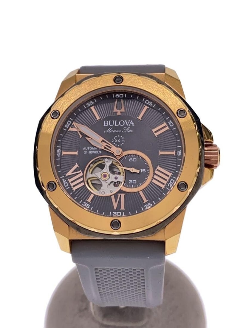 Bulova Marine Star Gray Rubber Men's Wristwatch 98A228