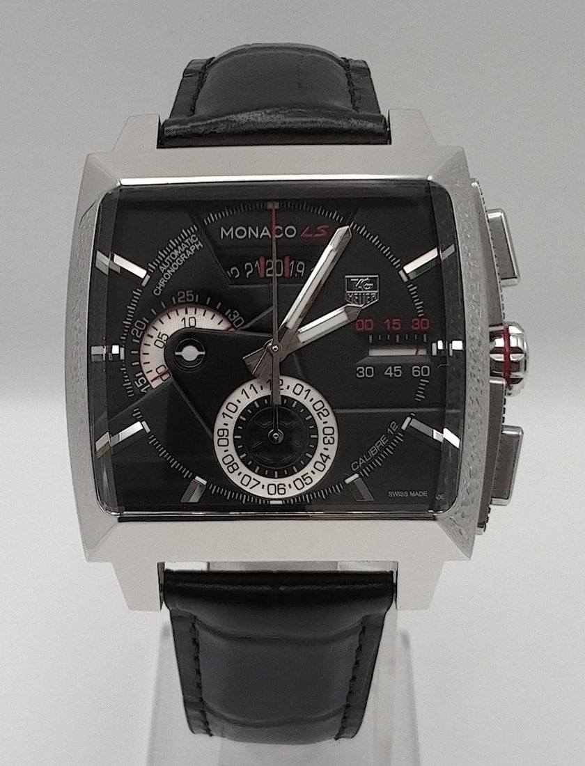 Mens Wristwatch TAG Heuer Monaco LS Chronograph CAL2110: Mens Wristwatch TAG Heuer Monaco LS Chronograph CAL2110 Pre-owned TAG Heuer Monaco LS chronograph men's wristwatch. Swiss-made and designed for men, this model is identified as a Monaco LS Chronograph