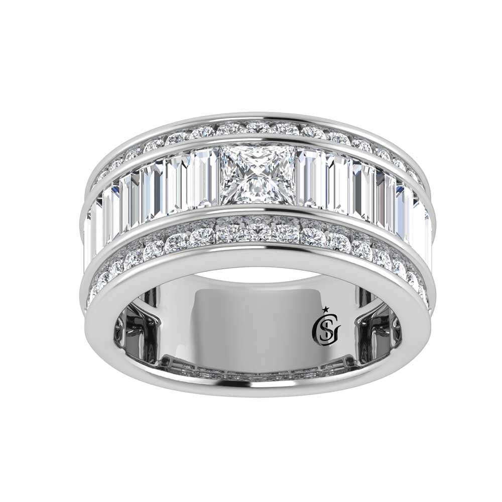 14K White Gold Lab Grown Diamond 3 3/4 Ct.Tw. Slim Baguette Band