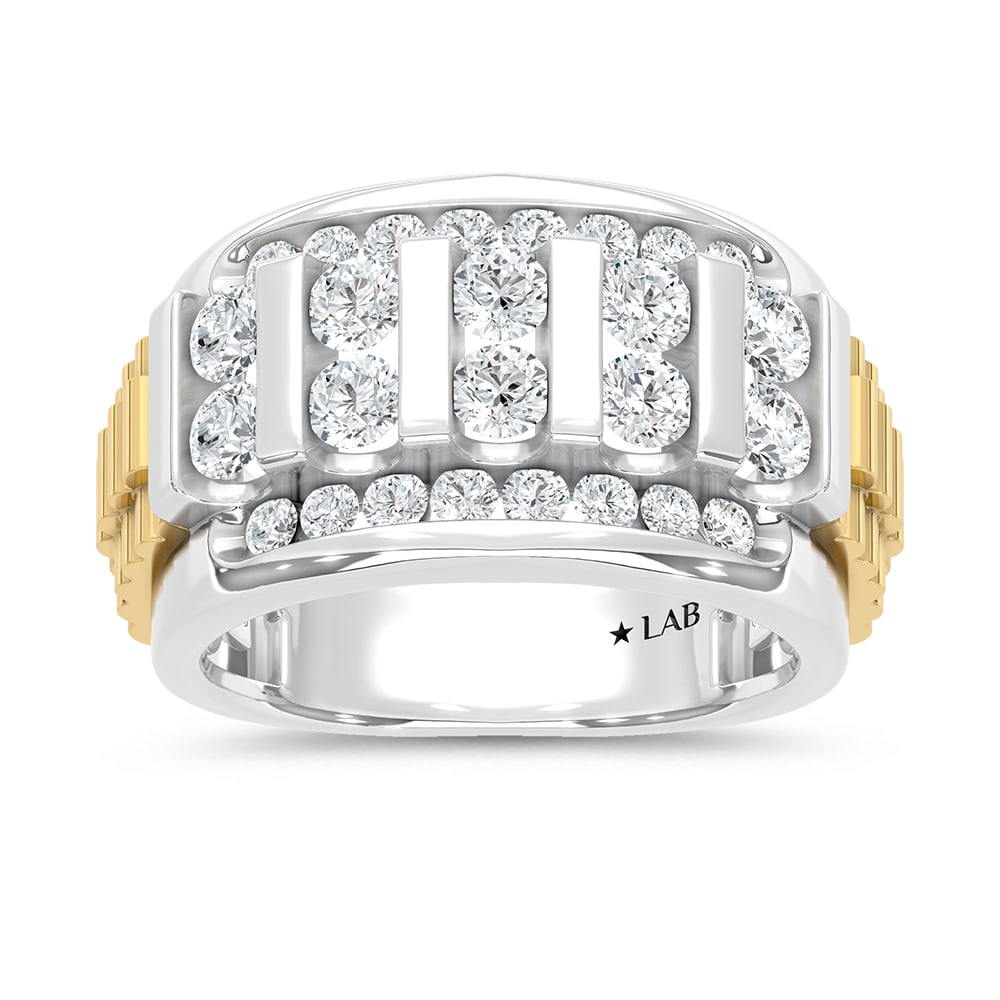 14K White Gold 2 Ct.Tw. Lab Grown Diamond Two Tone Mens Engagement Ring