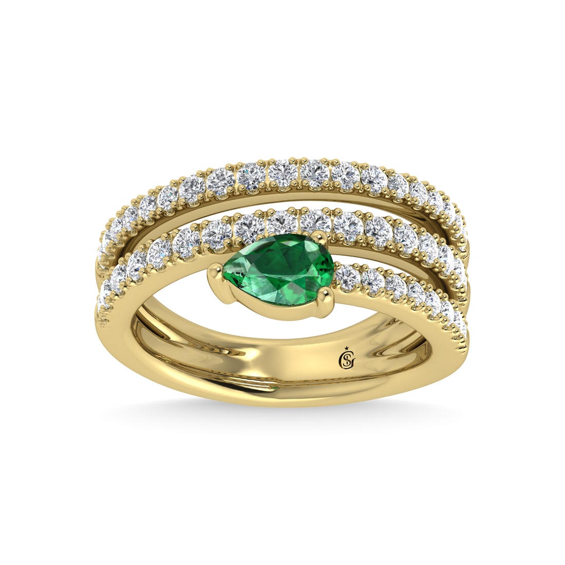 14K Yellow Gold Diamond and Emerald 1 1/4 Ct.Tw. Fashion Ring (1 of 4)