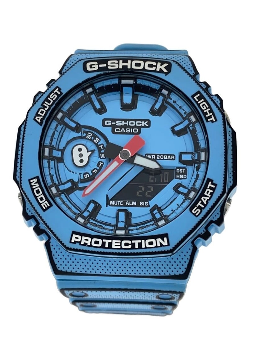 CASIO GA-2100MNG-2AJR Blue Rubber Men's Wristwatch: CASIO GA-2100MNG-2AJR Blue Rubber Men's Wristwatch This is a CASIO MANGA THEME Series GA-2100MNG-2AJR men's wristwatch, featuring a blue rubber band and case. Made in Japan, this pre-owned watch is