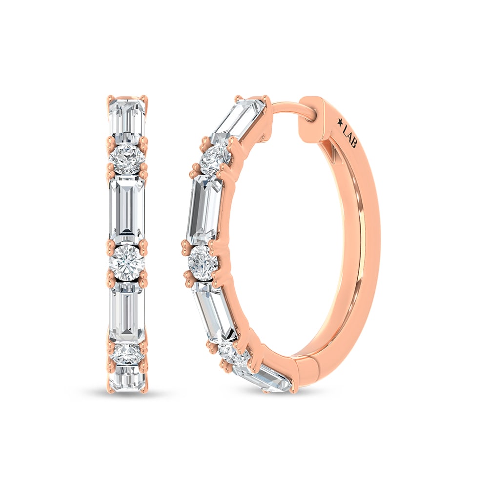 14K Rose Gold Lab Grown Diamond 1 Ct.Tw. Hoop Earrings