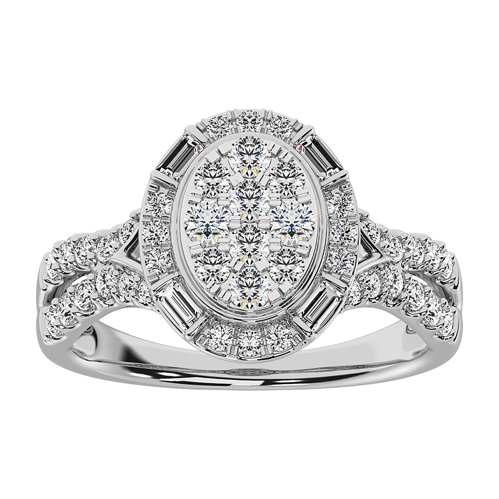 14K White Gold 1 Ct.Tw. Diamond Pear Shape Engagement Ring