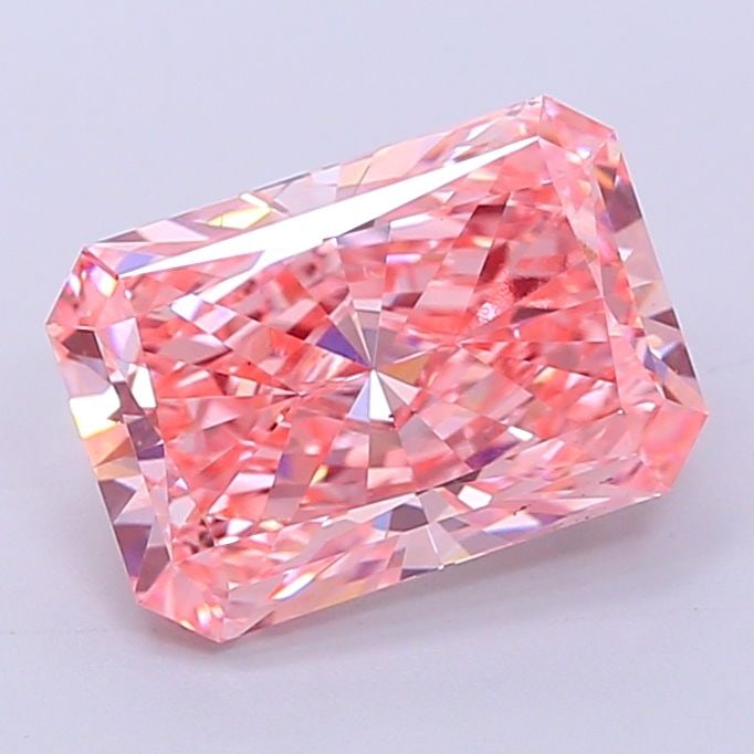 Loose Diamond - RADIANT 2.77ct Fancy Vivid Pink VS2: Loose Diamond - RADIANT 2.77ct Fancy Vivid Pink VS2 Source: This is a real non-mined Diamond that has been grown in a lab Shape: RADIANT Carats: 2.77 Color: Fancy Vivid Pink Certification: IGI Video: