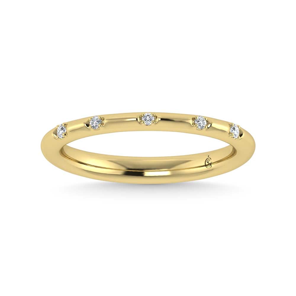 14K Yellow Gold Lab Grown Diamond 1/20 Ct.Tw. Stack Band