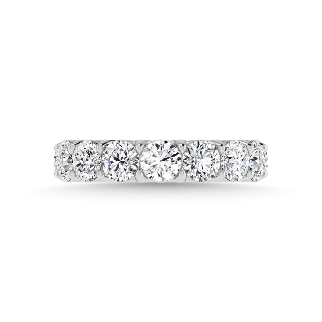 14K White Gold Lab Grown Diamond 6 7/8 Ct.Tw. Round Shape Full Eternity wedding Band (size 6.5)