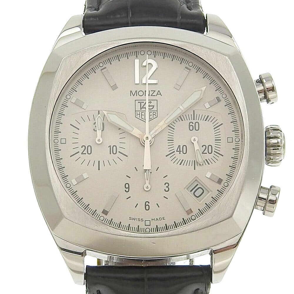 TAG Heuer Monza CR2114-0 automatic stainless steel white dial watch: TAG Heuer Monza CR2114-0 automatic stainless steel white dial watch This pre-owned TAG Heuer Monza CR2114-0 men's wristwatch features a Swiss-made automatic movement and a white analog dial. Designed 