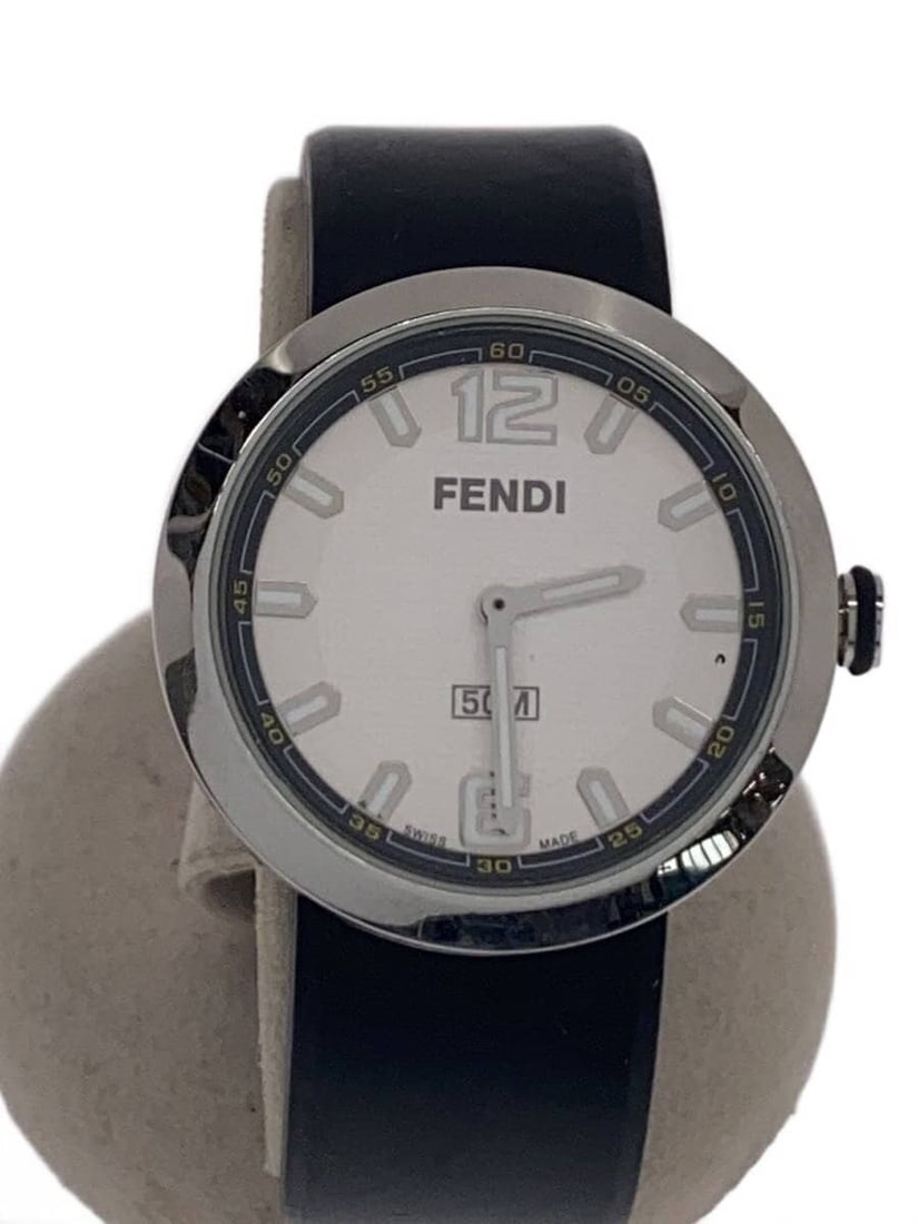 FENDI Men's Swiss Rubber Wristwatch Aqua Quartz White: FENDI Men's Swiss Rubber Wristwatch Aqua Quartz White This FENDI Aqua Quartz men's wristwatch features a white rubber band and a Swiss-made movement. The watch shows slight signs of use and is graded 