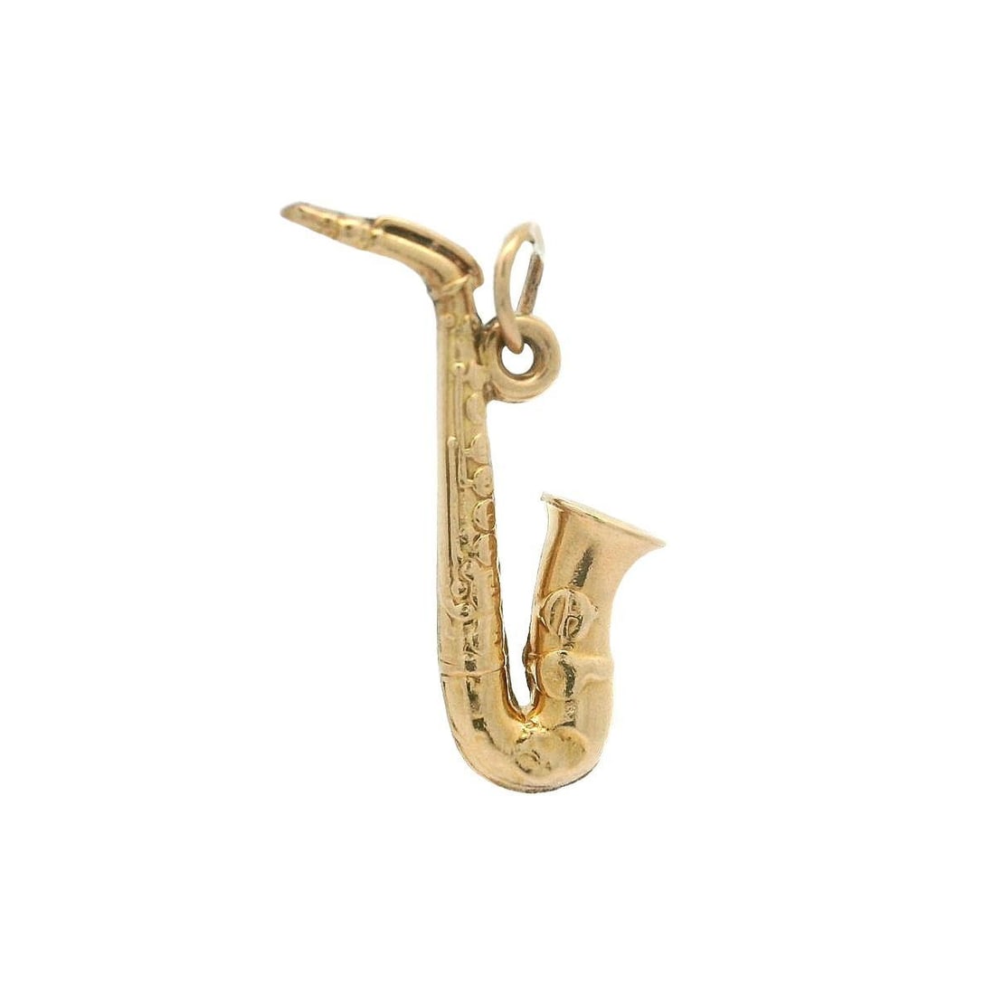 Vintage 14K Yellow Gold 3D Saxophone Charm Pendant