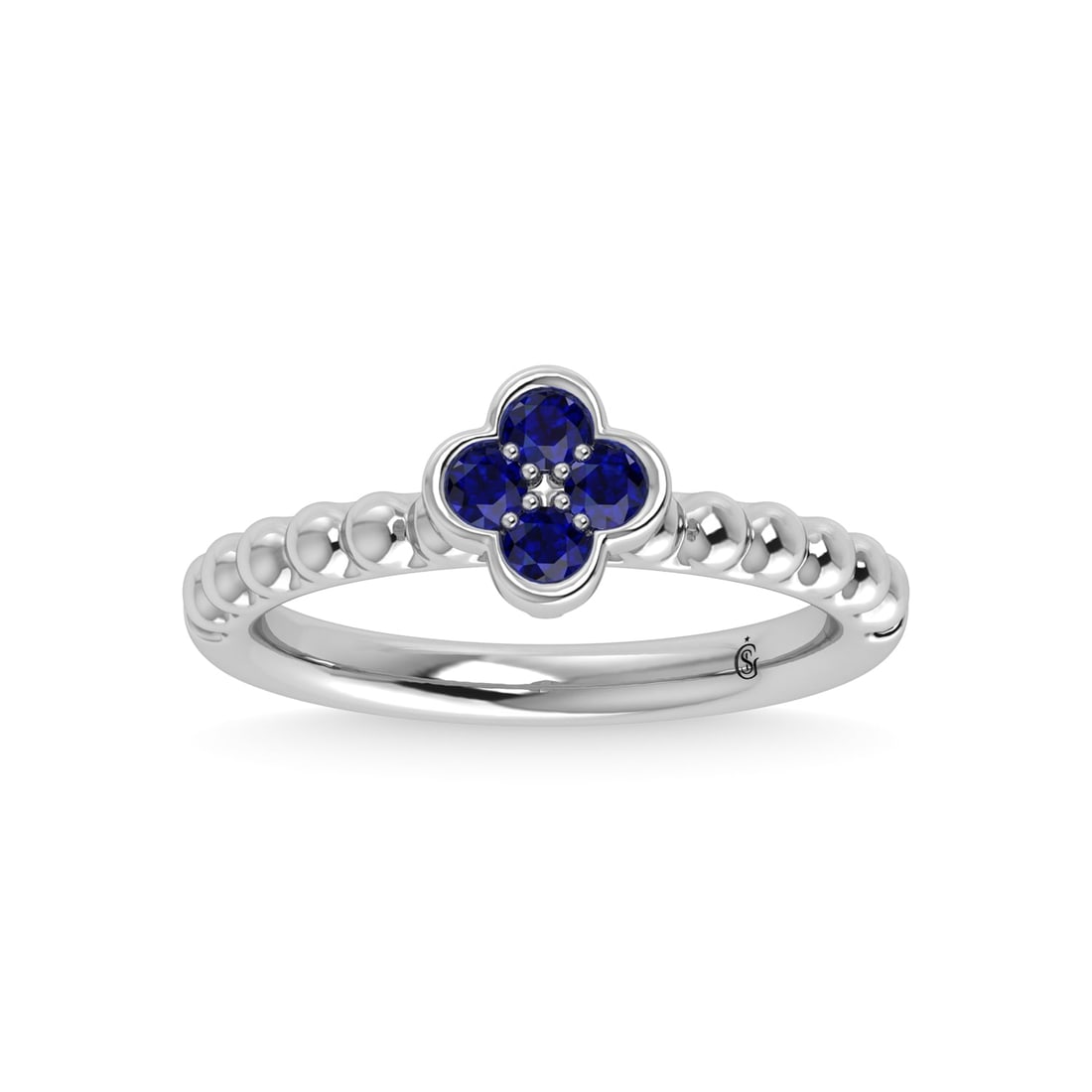 14K White Gold 1/3 Ct.Tw. Diamond and Blue Sapphire Fashion Ring