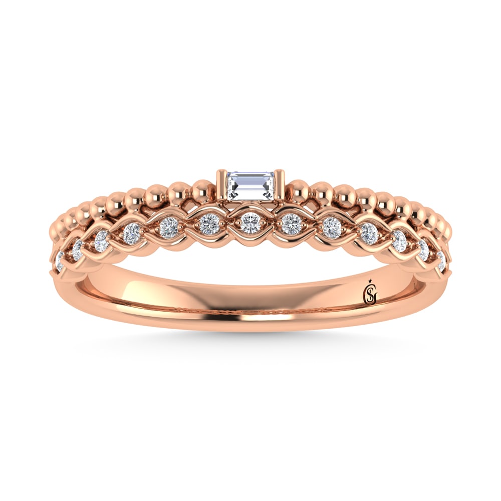 14K Rose Gold Diamond 1/10 Ct.Tw. Stackable Band