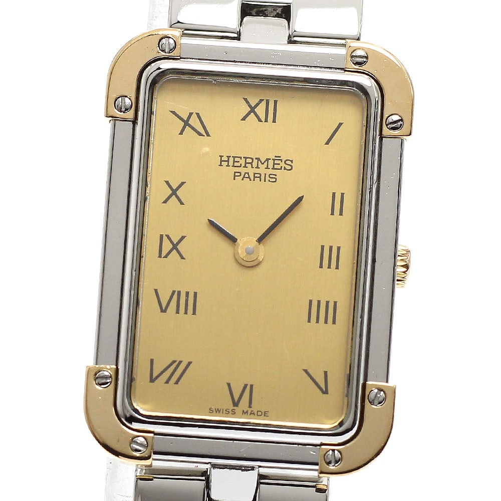 Hermes Clois Jour Quartz Gold Dial Ladies Wristwatch CR1.220