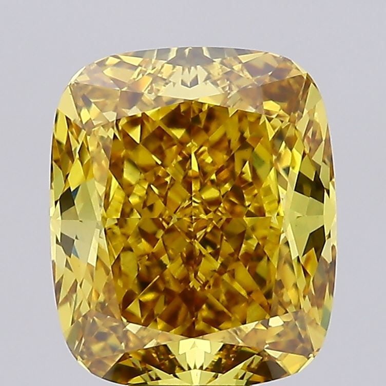 Loose Diamond - CUSHION MODIFIED 8.07ct Fancy Vivid Brownish Yellow VS1