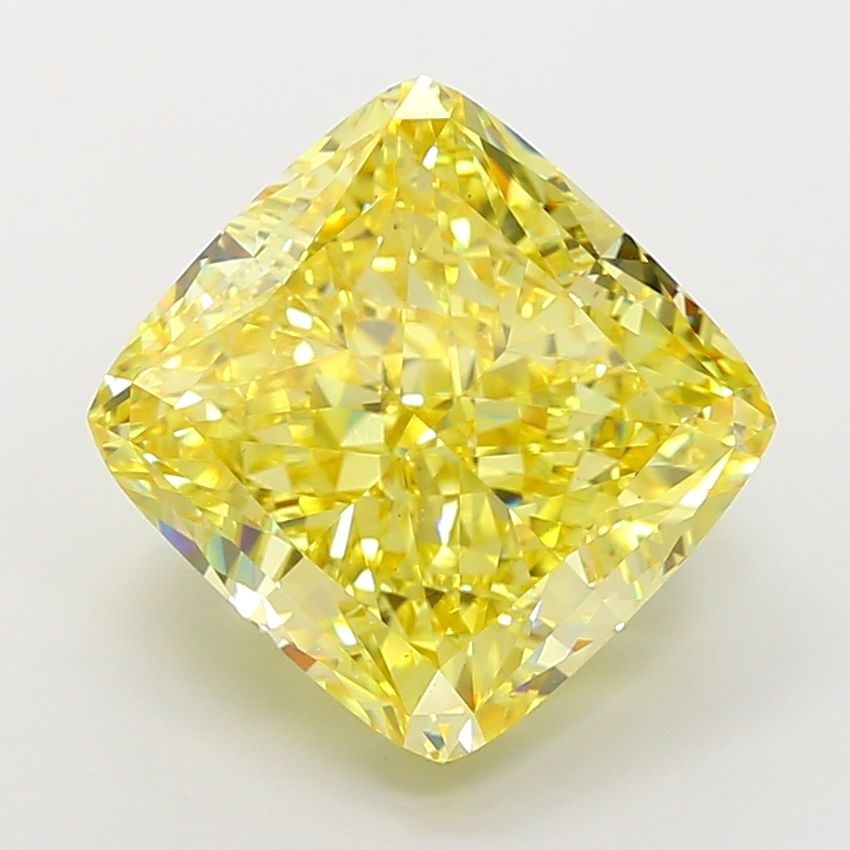 Loose Diamond - CUSHION MODIFIED 14.1ct Fancy Vivid Yellow VS2