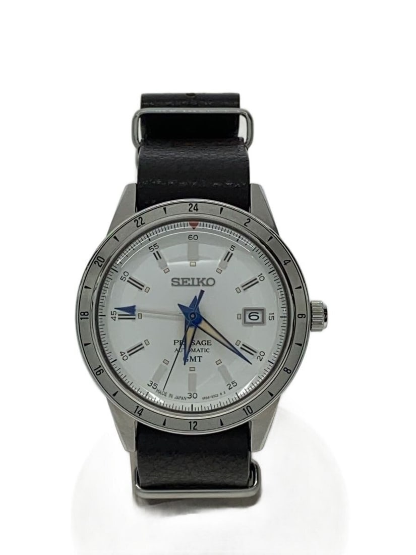 Seiko Presage Leather Strap White Dial Men's Wristwatch
