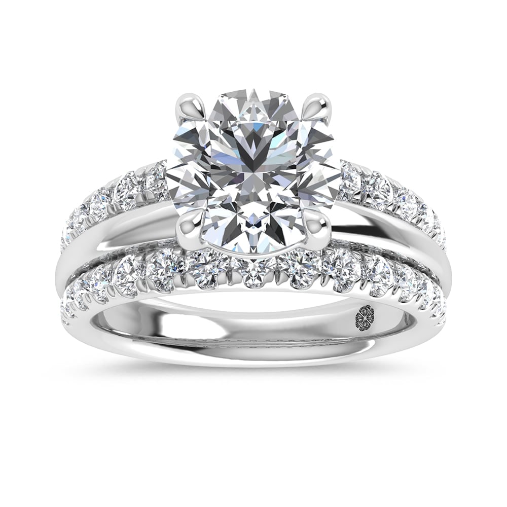 14K White Gold 4 Ct.Tw. Lab Grown Diamond Round Shape Engagement Ring (IGI Certified Center 3ct)